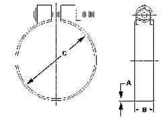 Made in USA - 4.42" ID, Steel Zinc Plated BCE Band Style Clamp - 0.12" Thick, 4-1/4" Hose - Eagle Tool & Supply