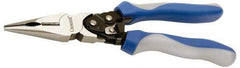 Crescent - 9" OAL, 1-13/16" Jaw Length, Long Nose Side Cutting Multipurpose Pliers - Serrated Jaw, Bi-Material Cushion Grip Handles, with Spring - Eagle Tool & Supply