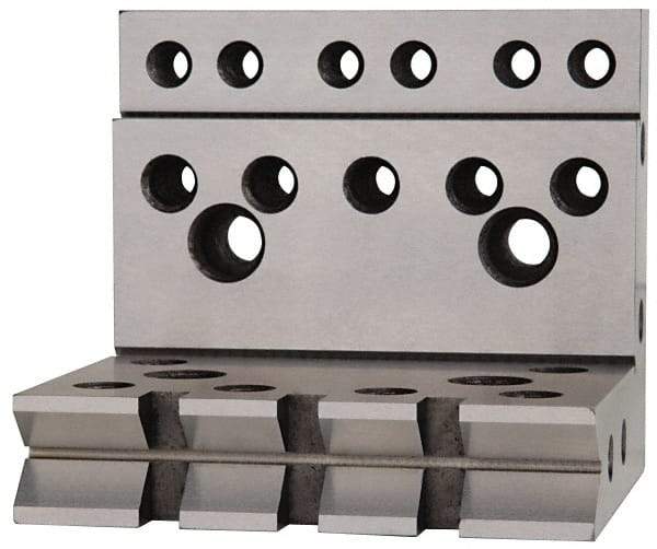 Suburban Tool - 4" Wide x 4" Deep x 4-1/2" High Steel Precision-Ground Angle Plate - V-Step Plate, Machined Holes on Surface, Open End, 1" Thick, Single Plate - Eagle Tool & Supply