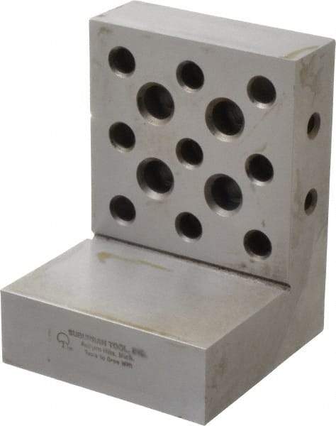 Suburban Tool - 3" Wide x 4" Deep x 3" High Steel Precision-Ground Angle Plate - Standard Plate, Machined Holes on Surface, Open End, 1" Thick, Single Plate - Eagle Tool & Supply