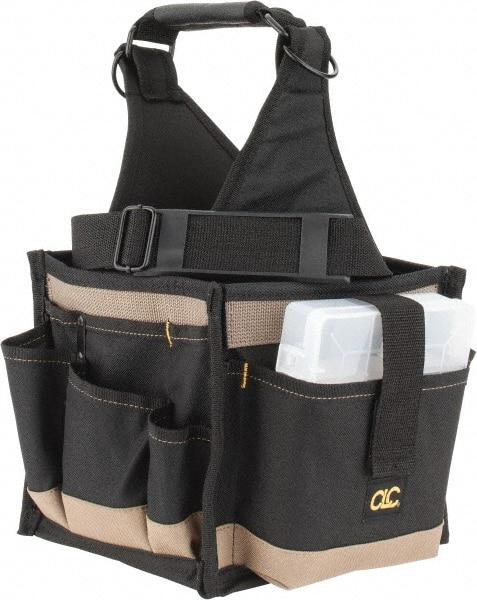 CLC - 25 Pocket Black & Khaki Polyester Tool Tote - 8" Wide x 8" Deep x 17" High - Eagle Tool & Supply