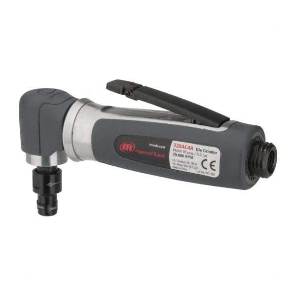 Ingersoll-Rand - 1/4" Collet, Angle Handle, Straight Air Die Grinder - 20,000 RPM, Rear Exhaust, 32 CFM, 0.3 hp, 620 kPa, 1/4 NPT - Eagle Tool & Supply