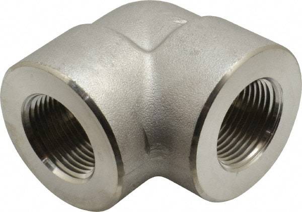 Merit Brass - 1" Grade 304/304L Stainless Steel Pipe 90° Elbow - FNPT x FNPT End Connections, 3,000 psi - Eagle Tool & Supply