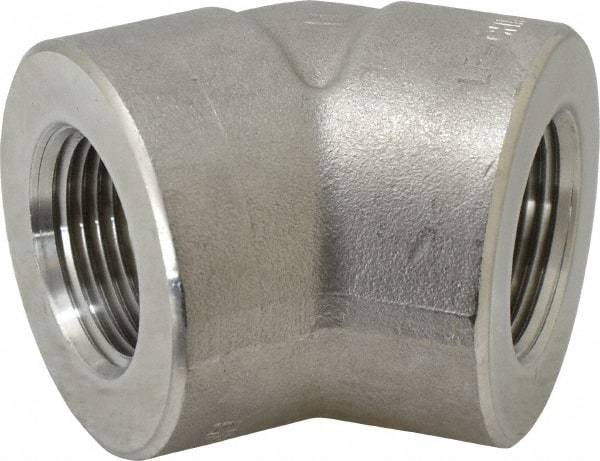 Value Collection - 1" Grade 304/304L Stainless Steel Pipe 45° Elbow - FNPT x FNPT End Connections, 3,000 psi - Eagle Tool & Supply
