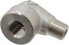 Merit Brass - 3/8" Grade 304/304L Stainless Steel Pipe 90° Street Elbow - FNPT x MNPT End Connections, 3,000 psi - Eagle Tool & Supply