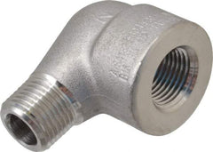 Merit Brass - 1/2" Grade 304/304L Stainless Steel Pipe 90° Street Elbow - FNPT x MNPT End Connections, 3,000 psi - Eagle Tool & Supply