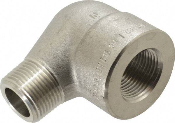Merit Brass - 1" Grade 304/304L Stainless Steel Pipe 90° Street Elbow - FNPT x MNPT End Connections, 3,000 psi - Eagle Tool & Supply