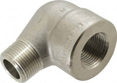 Merit Brass - 1" Grade 304/304L Stainless Steel Pipe 90° Street Elbow - FNPT x MNPT End Connections, 3,000 psi - Eagle Tool & Supply