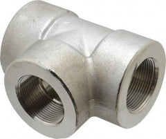 Merit Brass - 1-1/2" Grade 304/304L Stainless Steel Pipe Tee - FNPT x FNPT x FNPT End Connections, 3,000 psi - Eagle Tool & Supply
