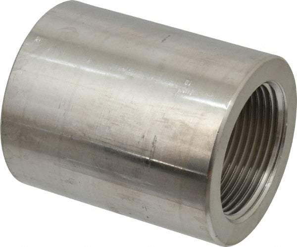 Merit Brass - 1-1/4" Grade 304/304L Stainless Steel Pipe Coupling - FNPT x FNPT End Connections, 3,000 psi - Eagle Tool & Supply
