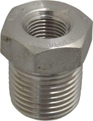 Merit Brass - 3/8 x 1/8" Grade 304/304L Stainless Steel Pipe Hex Bushing - MNPT x FNPT End Connections, 3,000 psi - Eagle Tool & Supply