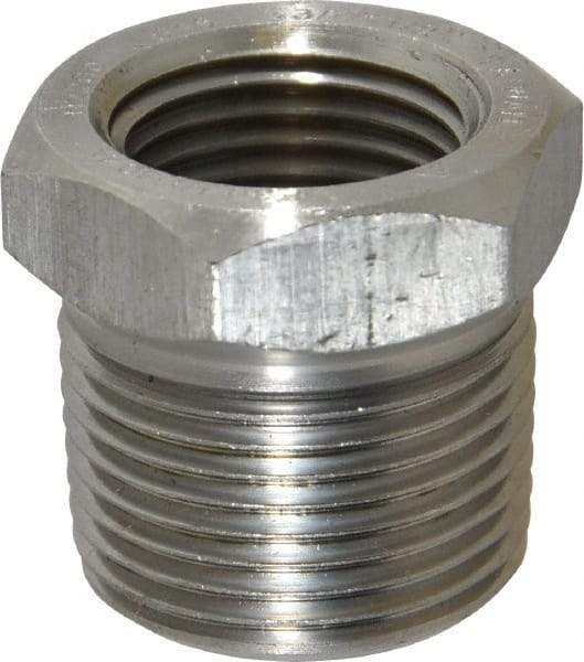 Merit Brass - 3/4 x 1/2" Grade 304/304L Stainless Steel Pipe Hex Bushing - MNPT x FNPT End Connections, 3,000 psi - Eagle Tool & Supply