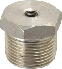 Merit Brass - 1 x 1/8" Grade 304/304L Stainless Steel Pipe Hex Bushing - MNPT x FNPT End Connections, 3,000 psi - Eagle Tool & Supply