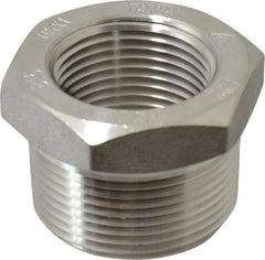 Merit Brass - 1-1/4 x 1" Grade 304/304L Stainless Steel Pipe Hex Bushing - MNPT x FNPT End Connections, 3,000 psi - Eagle Tool & Supply