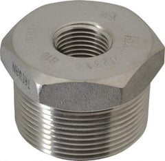 Merit Brass - 1-1/2 x 1/2" Grade 304/304L Stainless Steel Pipe Hex Bushing - MNPT x FNPT End Connections, 3,000 psi - Eagle Tool & Supply