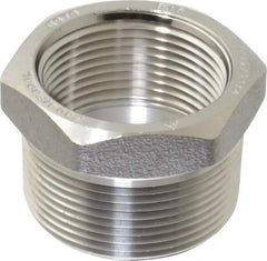 Merit Brass - 1-1/2 x 1-1/4" Grade 304/304L Stainless Steel Pipe Hex Bushing - MNPT x FNPT End Connections, 3,000 psi - Eagle Tool & Supply