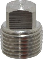 Merit Brass - 1/2" Grade 304/304L Stainless Steel Pipe Square Head Plug - MNPT End Connections, 3,000 psi - Eagle Tool & Supply