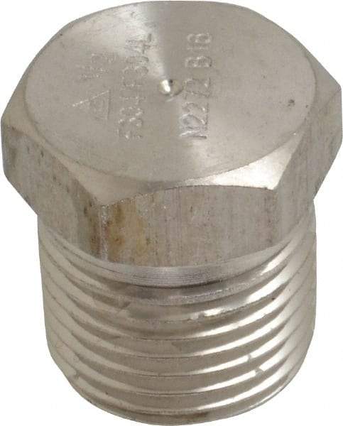 Merit Brass - 1/2" Grade 304/304L Stainless Steel Pipe Hex Head Plug - MNPT End Connections, 3,000 psi - Eagle Tool & Supply