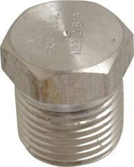 Merit Brass - 1/2" Grade 304/304L Stainless Steel Pipe Hex Head Plug - MNPT End Connections, 3,000 psi - Eagle Tool & Supply