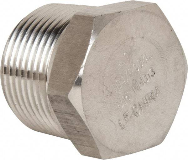 Value Collection - 1" Grade 304/304L Stainless Steel Pipe Hex Head Plug - MNPT End Connections, 3,000 psi - Eagle Tool & Supply