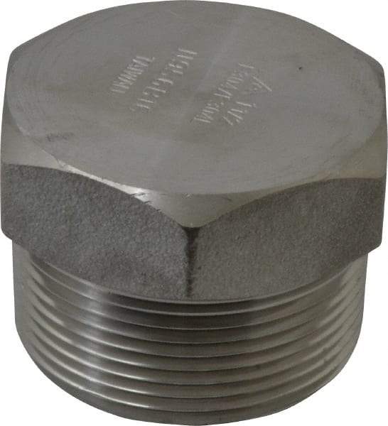 Merit Brass - 1-1/2" Grade 304/304L Stainless Steel Pipe Hex Head Plug - MNPT End Connections, 3,000 psi - Eagle Tool & Supply