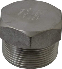 Merit Brass - 1-1/2" Grade 304/304L Stainless Steel Pipe Hex Head Plug - MNPT End Connections, 3,000 psi - Eagle Tool & Supply