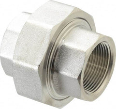 Merit Brass - 1-1/4" Grade 304/304L Stainless Steel Pipe Union - FNPT x FNPT End Connections, 3,000 psi - Eagle Tool & Supply