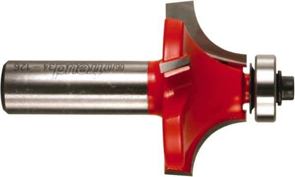 Freud - 1-5/8" Cut Diam, 3/4" Length of Cut, 4 Flute Round-Over Edge Profile Router Bit - Carbide-Tipped, 1/2" Shank Diam, 2-3/4" OAL, Proprietary Coating - Eagle Tool & Supply