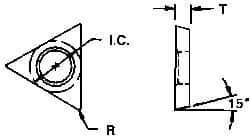 Everede Tool - TDAB02 Grade CT7 Cermet Boring Insert - 60° Triangle, 15° Relief Angle, 5/32" Inscr Circle, 3/64" Thick, 0.002" Corner Radius - Eagle Tool & Supply