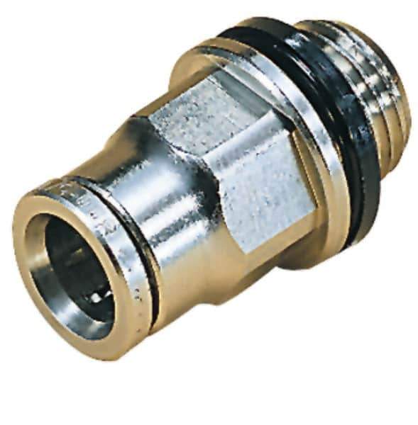 Norgren - 8mm Outside Diam, 1/2 BSPT, Nickel Plated Brass Push-to-Connect Tube Male Connector - 260 Max psi, Tube to Male BSPT Connection, Nitrile O-Ring - Eagle Tool & Supply