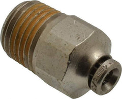 Norgren - 4mm Outside Diam, 1/4 BSPT, Nickel Plated Brass Push-to-Connect Tube Male Connector - 260 Max psi, Tube to Male BSPT Connection, Nitrile O-Ring - Eagle Tool & Supply