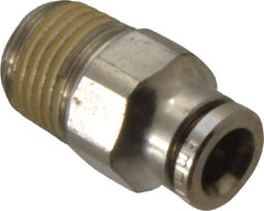 Norgren - 6mm Outside Diam, 1/4 BSPT, Nickel Plated Brass Push-to-Connect Tube Male Connector - 260 Max psi, Tube to Male BSPT Connection, Nitrile O-Ring - Eagle Tool & Supply