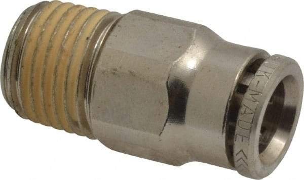 Norgren - 8mm Outside Diam, 1/4 BSPT, Nickel Plated Brass Push-to-Connect Tube Male Connector - 260 Max psi, Tube to Male BSPT Connection, Nitrile O-Ring - Eagle Tool & Supply