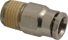 Norgren - 8mm Outside Diam, 1/4 BSPT, Nickel Plated Brass Push-to-Connect Tube Male Connector - 260 Max psi, Tube to Male BSPT Connection, Nitrile O-Ring - Eagle Tool & Supply