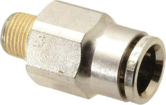 Norgren - 10mm Outside Diam, 1/8 BSPT, Nickel Plated Brass Push-to-Connect Tube Male Connector - 260 Max psi, Tube to Male BSPT Connection, Nitrile O-Ring - Eagle Tool & Supply