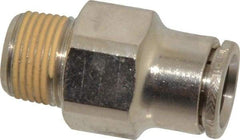 Norgren - 12mm Outside Diam, 3/8 BSPT, Nickel Plated Brass Push-to-Connect Tube Male Connector - 260 Max psi, Tube to Male BSPT Connection, Nitrile O-Ring - Eagle Tool & Supply