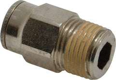 Norgren - 14mm Outside Diam, 1/2 BSPT, Nickel Plated Brass Push-to-Connect Tube Male Connector - 260 Max psi, Tube to Male BSPT Connection, Nitrile O-Ring - Eagle Tool & Supply