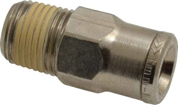 Norgren - 6mm Outside Diam, 1/8 NPTF, Nickel Plated Brass Push-to-Connect Tube Male Connector - 260 Max psi, Tube to Male NPT Connection, Nitrile O-Ring - Eagle Tool & Supply