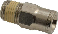 Norgren - 6mm Outside Diam, 1/8 NPTF, Nickel Plated Brass Push-to-Connect Tube Male Connector - 260 Max psi, Tube to Male NPT Connection, Nitrile O-Ring - Eagle Tool & Supply