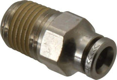Norgren - 6mm Outside Diam, 1/4 NPTF, Nickel Plated Brass Push-to-Connect Tube Male Connector - 260 Max psi, Tube to Male NPT Connection, Nitrile O-Ring - Eagle Tool & Supply