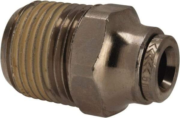 Norgren - 6mm Outside Diam, 3/8 NPTF, Nickel Plated Brass Push-to-Connect Tube Male Connector - 260 Max psi, Tube to Male NPT Connection, Nitrile O-Ring - Eagle Tool & Supply