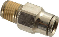 Norgren - 10mm Outside Diam, 1/4 NPTF, Nickel Plated Brass Push-to-Connect Tube Male Connector - 260 Max psi, Tube to Male NPT Connection, Nitrile O-Ring - Eagle Tool & Supply