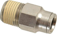 Norgren - 10mm Outside Diam, 3/8 NPTF, Nickel Plated Brass Push-to-Connect Tube Male Connector - 260 Max psi, Tube to Male NPT Connection, Nitrile O-Ring - Eagle Tool & Supply