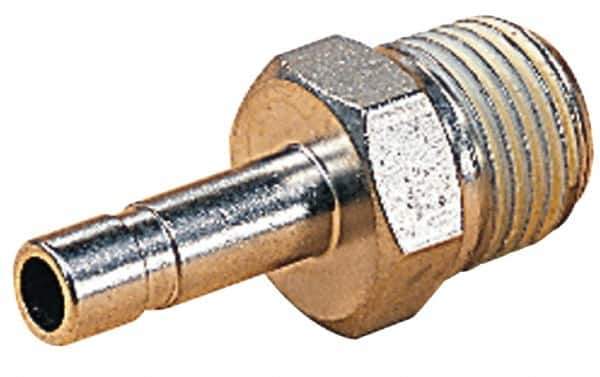 Norgren - 1/8 BSPT Nickel Plated Brass Push-to-Connect Tube Male Stem Connector - 260 Max psi, Stem to Male Connection, Nitrile O-Ring, 0 to 175°F Working Temp - Eagle Tool & Supply