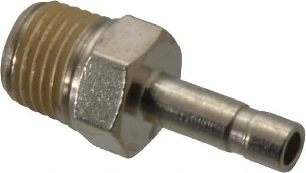 Norgren - 1/4 BSPT Nickel Plated Brass Push-to-Connect Tube Male Stem Connector - 260 Max psi, Stem to Male Connection, Nitrile O-Ring, 0 to 175°F Working Temp - Eagle Tool & Supply