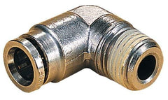 Norgren - 8mm Outside Diam, 1/2 BSPT, Nickel Plated Brass Push-to-Connect Tube Male Elbow - 260 Max psi, Tube to Male BSPT Connection, Nitrile O-Ring - Eagle Tool & Supply