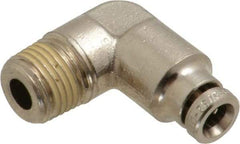 Norgren - 4mm Outside Diam, 1/8 BSPT, Nickel Plated Brass Push-to-Connect Tube Male Elbow - 260 Max psi, Tube to Male BSPT Connection, Nitrile O-Ring - Eagle Tool & Supply