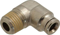 Norgren - 6mm Outside Diam, 1/4 BSPT, Nickel Plated Brass Push-to-Connect Tube Male Elbow - 260 Max psi, Tube to Male BSPT Connection, Nitrile O-Ring - Eagle Tool & Supply