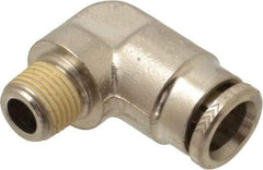 Norgren - 8mm Outside Diam, 1/8 BSPT, Nickel Plated Brass Push-to-Connect Tube Male Elbow - 260 Max psi, Tube to Male BSPT Connection, Nitrile O-Ring - Eagle Tool & Supply