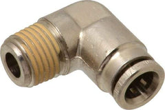 Norgren - 8mm Outside Diam, 1/4 BSPT, Nickel Plated Brass Push-to-Connect Tube Male Elbow - 260 Max psi, Tube to Male BSPT Connection, Nitrile O-Ring - Eagle Tool & Supply